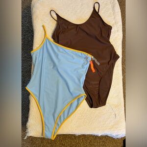 Set of Two One Piece Cheeky Swimsuits